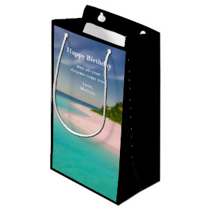 Sacola Para Presentes Pequena Aquamarine Oceano Praia Tropical Cenário de Aniver