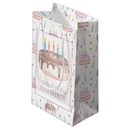 Sacola Para Presentes Pequena Aquarela Chocolate Birthday Cake Personalizado