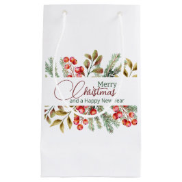 Sacola Para Presentes Pequena Aquarela Elegante de Natal