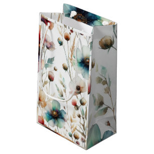 Sacola Para Presentes Pequena Aquarela Floral de Tinta Alcoólica