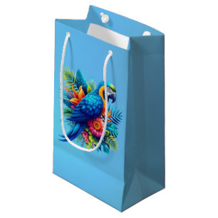 Sacola Para Presentes Pequena Arara tropical azul-colorida
