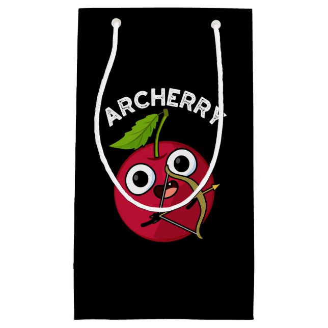 Sacola Para Presentes Pequena Archerry Funny Fruta Archery Pun Dark BG (Frente)