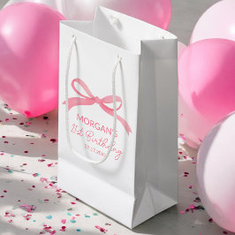Sacola Para Presentes Pequena Arco Rosa Bege Festa de Aniversário Nome Fofo