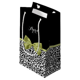Sacola Para Presentes Pequena Arco Verde Primavera de Impressão Leopard Bonito