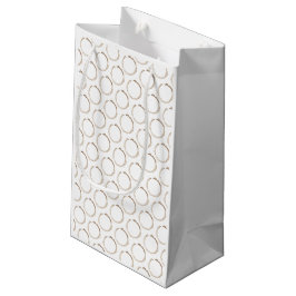 Sacola Para Presentes Pequena Aros de CAFÉ Marrom Branco Artesanal Divertido