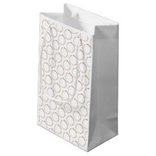 Sacola Para Presentes Pequena Aros de CAFÉ Marrom Branco Artesanal Divertido