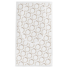 Sacola Para Presentes Pequena Aros de CAFÉ Marrom Branco Artesanal Divertido