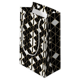 Sacola Para Presentes Pequena Art Deco Black and Gold Geometric luxury