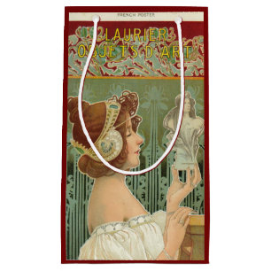 Sacola Para Presentes Pequena Art nouveau mulher arte francesa henri livemont