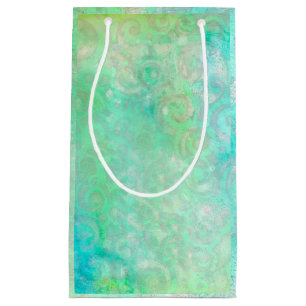 Sacola Para Presentes Pequena Arte Abstrato azul e verde