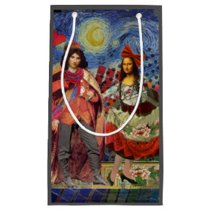 Sacola Para Presentes Pequena Arte Colorida Divertida e Romântica da Mona Lisa