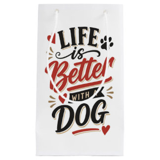 Sacola Para Presentes Pequena Arte de Parede para Amantes de Cachorros - A Vida