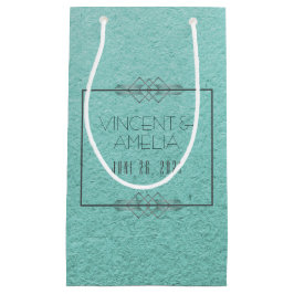 Sacola Para Presentes Pequena Arte Deco Minimalista Azul Casamento Personalizado