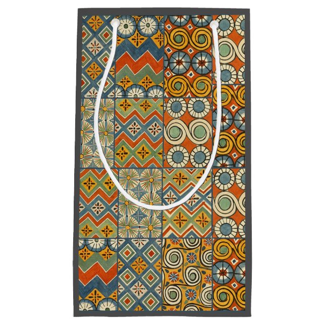 Sacola Para Presentes Pequena Arte gráfica egípcia colorida geométrica (Frente)