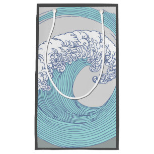 Sacola Para Presentes Pequena Arte Oceânica Onda Surf Japonês