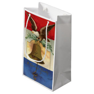 Sacola Para Presentes Pequena arte patriótica do vintage do sino de liberdade d