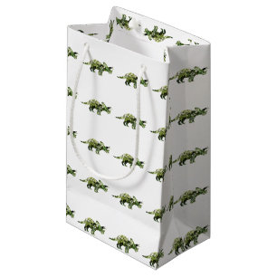 Sacola Para Presentes Pequena Arte vegetal do dinossauro