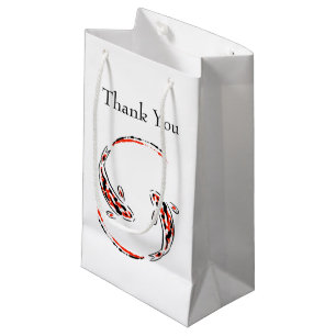 Sacola Para Presentes Pequena Artista de Peixe Koi Black & Red Japonês Obrigado