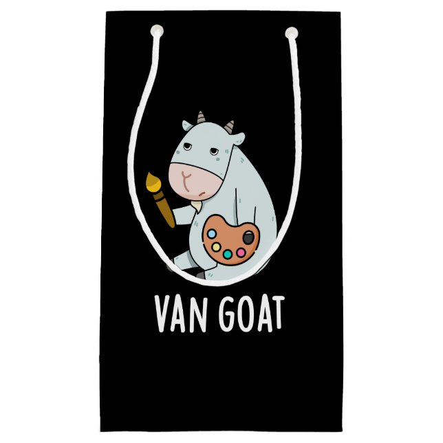 Sacola Para Presentes Pequena Artista Van Goat Funny Pun Dark BG (Frente)