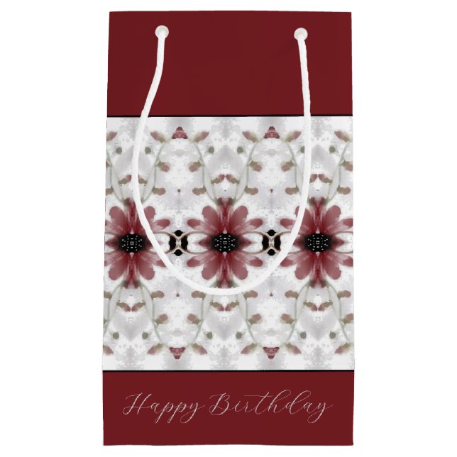 Sacola Para Presentes Pequena Artsy Burgundy Floral (Frente)