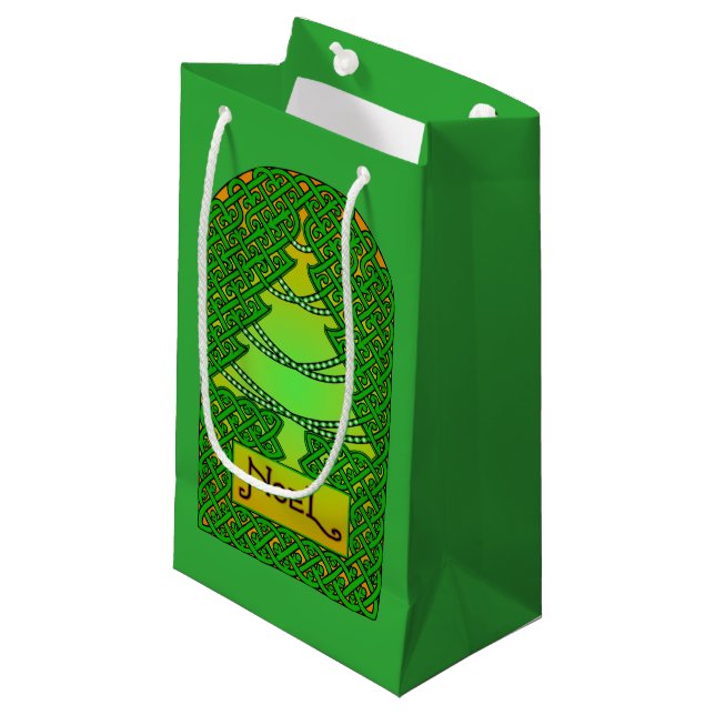 Sacola Para Presentes Pequena Árvore de Natal Celta (Frente inclinada)