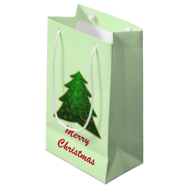 Sacola Para Presentes Pequena Árvore de Natal com Feliz Natal (Frente inclinada)