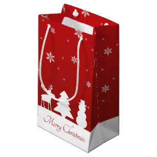 Sacola Para Presentes Pequena Árvore de Natal Reindeer Snowman