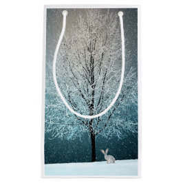 Sacola Para Presentes Pequena Árvore gelada à noite