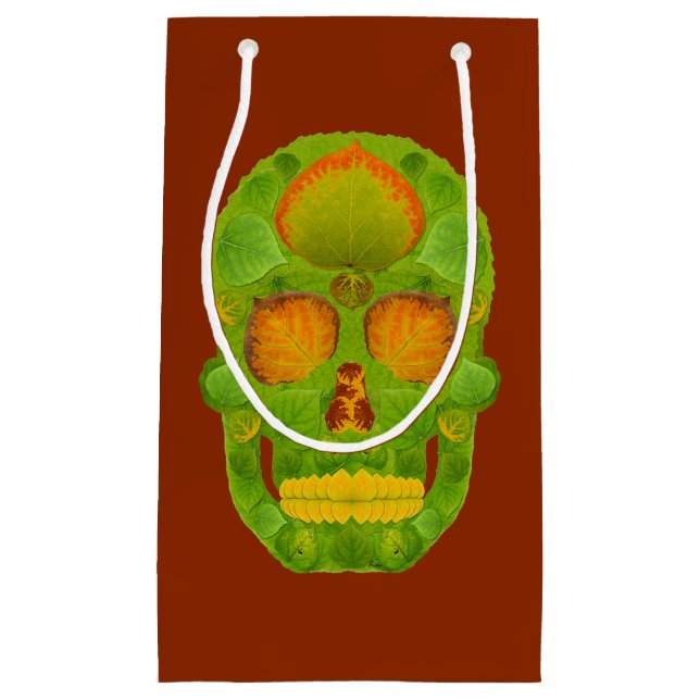 Sacola Para Presentes Pequena Aspen Folha Skull 10 (Frente)