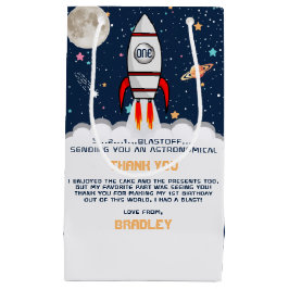 Sacola Para Presentes Pequena Astronauta Rocket Outer Space primeiro aniversario
