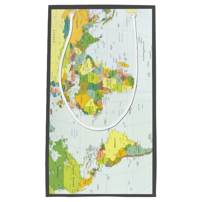 Sacola Para Presentes Pequena Atlas do Mundo do Mapa (Frente)