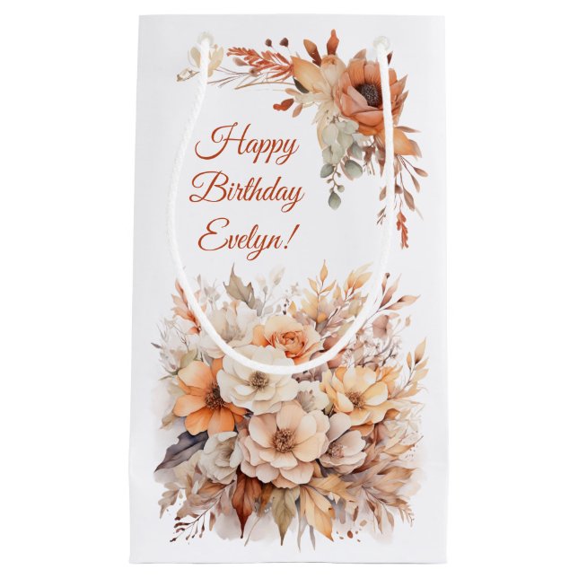 Sacola Para Presentes Pequena Autumn Cute Gnomo Fall Sai Aniversário (Frente)