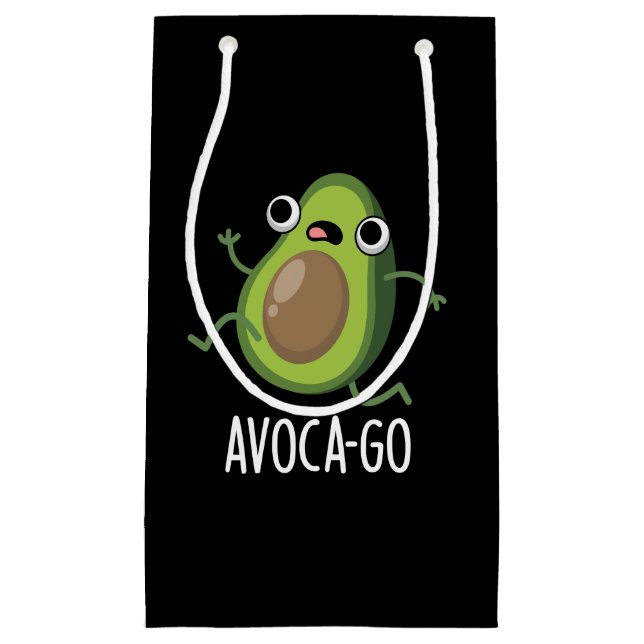 Sacola Para Presentes Pequena Avoca-go Engraçado Avocado Pun Dark BG (Frente)