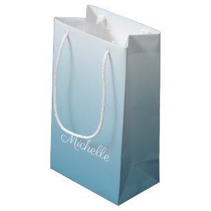 Sacola Para Presentes Pequena Azul-anjo verde personalizado