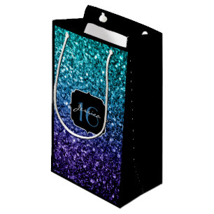 Sacola Para Presentes Pequena Azul-aqua Brilhante brilha Doce 16