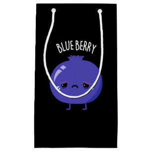 Sacola Para Presentes Pequena Azul Berry Funny Blueberry Pun Dark BG