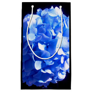 Sacola Para Presentes Pequena Azul cobalto floral elegantes hortênsias azuis