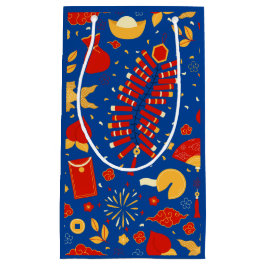 Sacola Para Presentes Pequena Azul de Celebração de Ano Novo Chinês