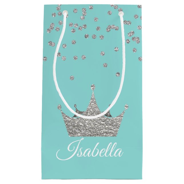 Sacola Para Presentes Pequena Azul do ovo dos robins com o saco pequeno do (Frente)