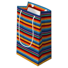 Sacola Para Presentes Pequena Azul Dourado Vermelho Mexicano Sarape