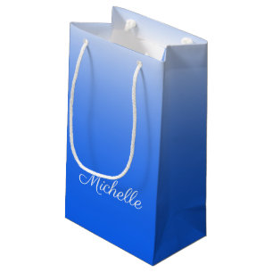 Sacola Para Presentes Pequena Azul elétrico personalizado do ombre do inclinaç