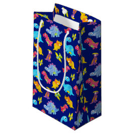 Sacola Para Presentes Pequena Azul-padrão-Marinho bonito Dinossauro Aniversário