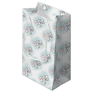 Sacola Para Presentes Pequena Azulejos Mahjong Azul