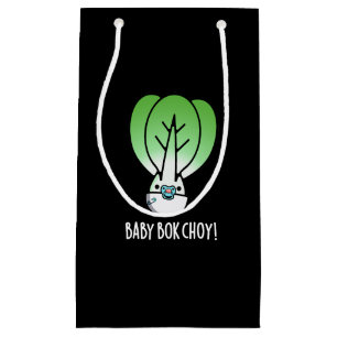 Sacola Para Presentes Pequena Baby Bok Choy Funny Veggie Pun Dark BG