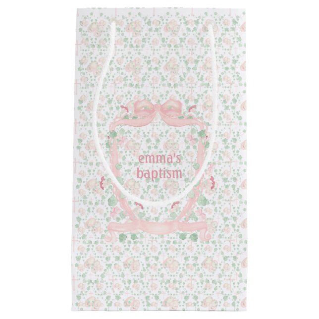 Sacola Para Presentes Pequena Baby Bootie Coquette Crest (Frente)