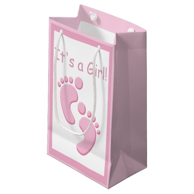 Sacola Para Presentes Pequena Baby Girl Little Pés New Baby SGB (Frente inclinada)