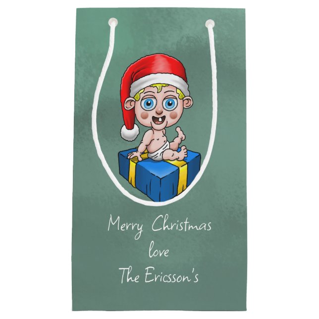 Sacola Para Presentes Pequena Baby Santa Claus (Frente)