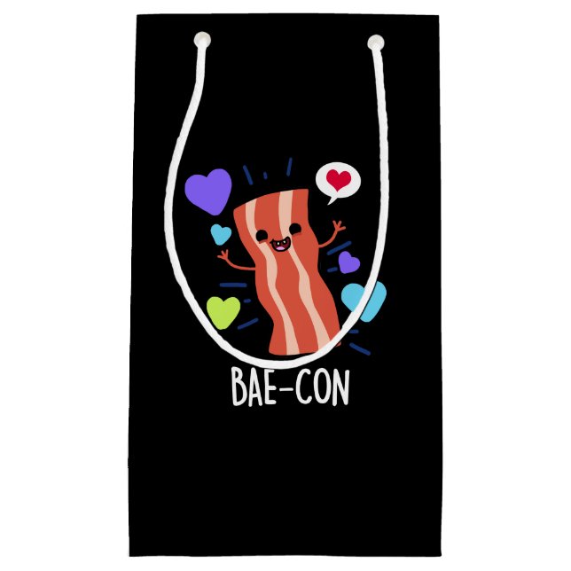 Sacola Para Presentes Pequena Bae-con Funny Bacon Pun (Frente)
