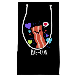 Sacola Para Presentes Pequena Bae-con Funny Bacon Pun Dark BG