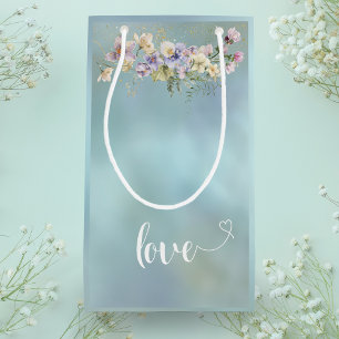 Sacola Para Presentes Pequena Bag de presente de amor floral azul elegante